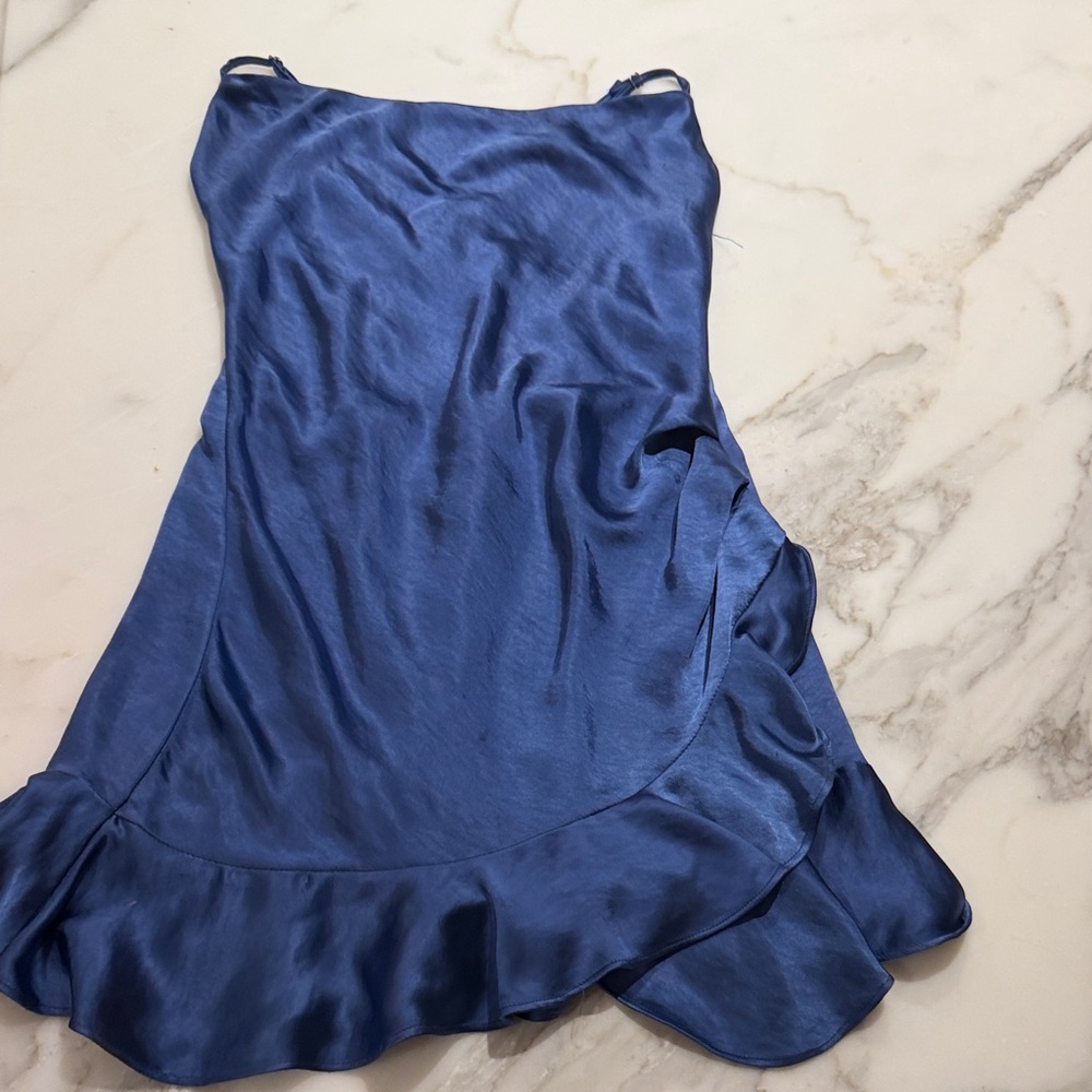 Elegant Blue Satin Dress/Skorts